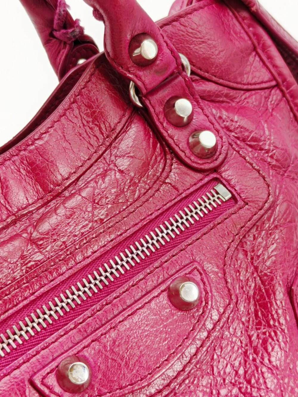 Balenciaga Motocross First Mini City Magenta Pink Leather Crossbody Shoulder Bag - Picture 10 of 13
